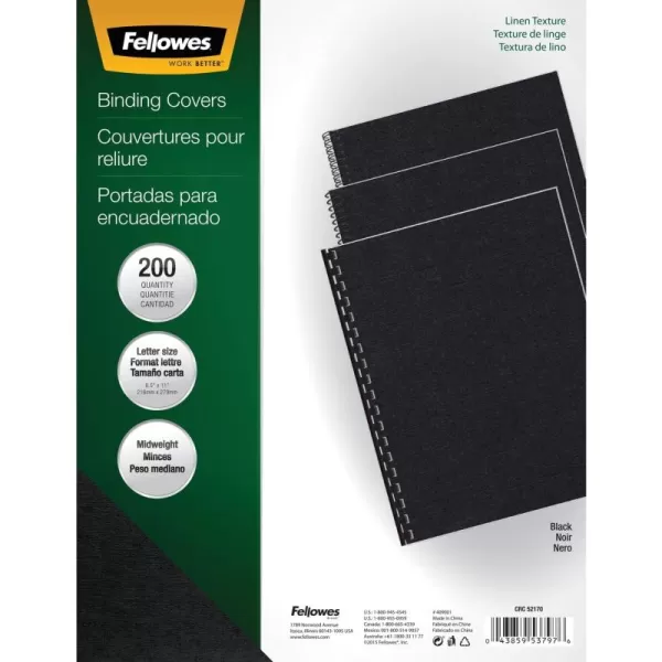 Fellowes Linen Presentation Covers Letter Navy 200 pack 52098Black  200Pk