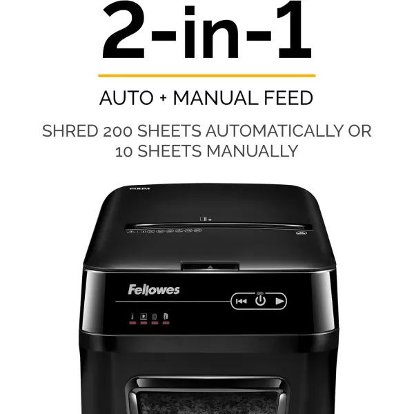 Fellowes AutoMax 200M MicroCut Auto Feed 2in1 Office Shredder with Auto Feed 200Sheet Capacity 4656201