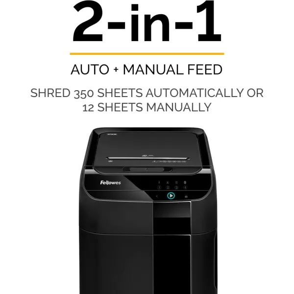 Fellowes AutoMax 350C CrossCut Commercial Office Auto Feed 2in1 Paper Shredder with 350 Sheet Capacity 4694001350Sheet