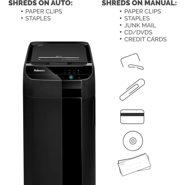 Fellowes AutoMax 350C CrossCut Commercial Office Auto Feed 2in1 Paper Shredder with 350 Sheet Capacity 4694001350Sheet