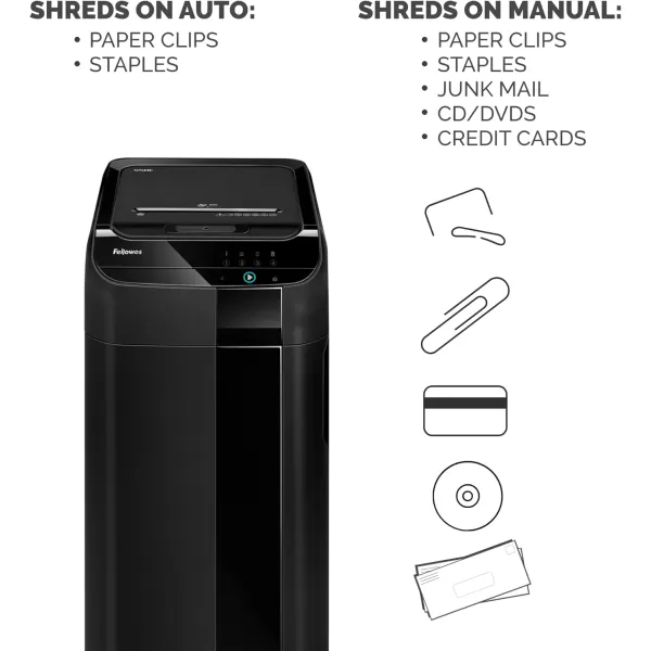 Fellowes AutoMax 350C CrossCut Commercial Office Auto Feed 2in1 Paper Shredder with 350 Sheet Capacity 4694001550Sheet