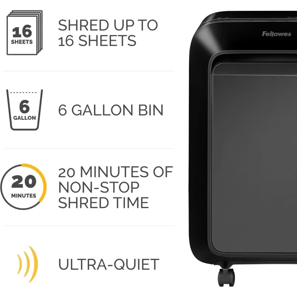 Fellowes LX180 16 Sheet P4 CrossCut Heavy Duty Paper Office Shredder 100 Jam Proof