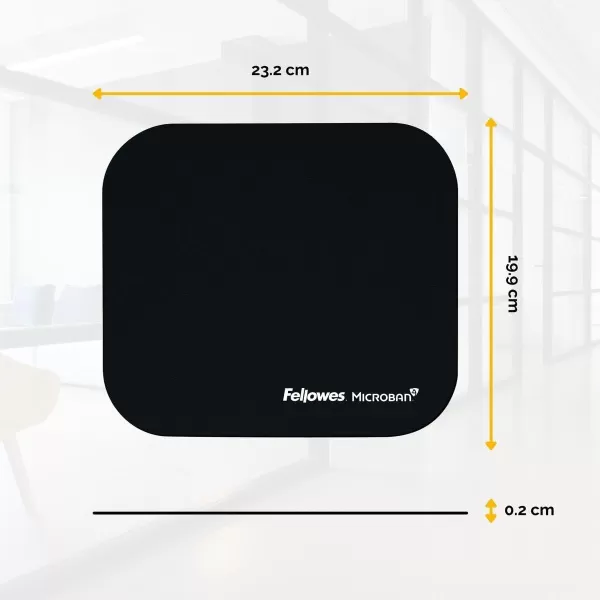 Fellowes Mouse Mat with NonSlip Rubber Base  Mouse Pad with Antibacterial Protection  Suitable for Both Optical and Laser Mice  199 x 232 x 2mm  BlackBlack