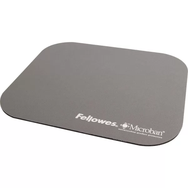 Fellowes Mouse Mat with NonSlip Rubber Base  Mouse Pad with Antibacterial Protection  Suitable for Both Optical and Laser Mice  199 x 232 x 2mm  BlackSilver