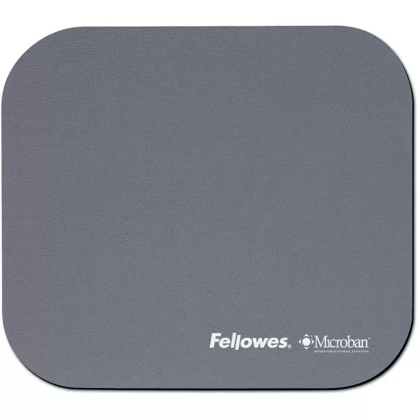 Fellowes Mouse Mat with NonSlip Rubber Base  Mouse Pad with Antibacterial Protection  Suitable for Both Optical and Laser Mice  199 x 232 x 2mm  BlackSilver