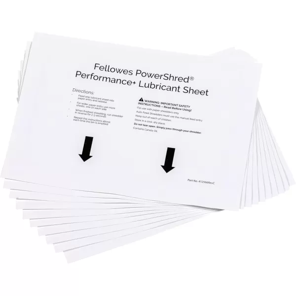 Fellowes Powershred Performance Paper Shredder Lubricant Sheets with Paper Shredder Oil Lubricant for CrossCut and MicroCut Paper Shredders 6 x 850 x 0031 Inch 10Pack