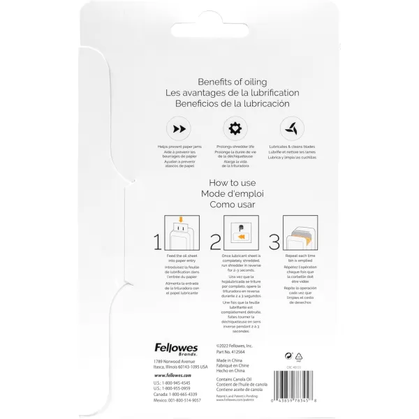 Fellowes Powershred Performance Paper Shredder Lubricant Sheets with Paper Shredder Oil Lubricant for CrossCut and MicroCut Paper Shredders 6 x 850 x 0031 Inch 10Pack