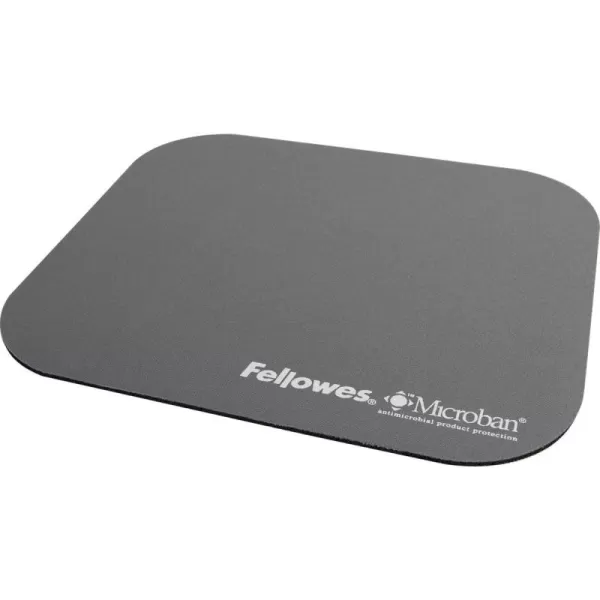 Fellowes Mouse Mat with NonSlip Rubber Base  Mouse Pad with Antibacterial Protection  Suitable for Both Optical and Laser Mice  199 x 232 x 2mm  BlackSilver