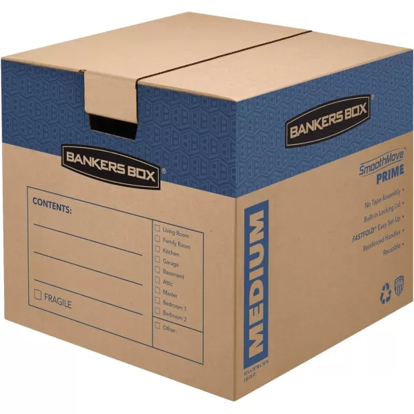 imageBankers Box Large Prime Moving Box 6 Pack Reinforced Handles TapeFree Assembly Attached Lid 18in x 18in x 24in 0062904Medium