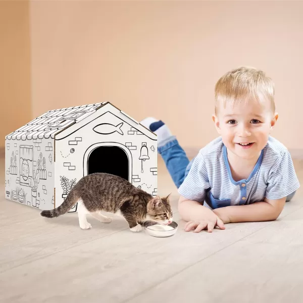 imageBankers Box at Play Cat Playhouse Cardboard Playhouse for Cats and Kids