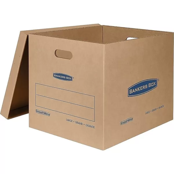 imageBankers Box Large Classic Moving Box 5 Pack Reinforced Handles TapeFree Assembly Box with Lid 21in x 17in x 17in 77182015 Pack