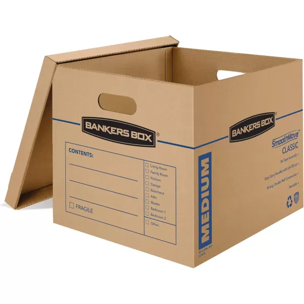 imageBankers Box Medium Classic Moving Box 20 Pack Reinforced Handles TapeFree Assembly Box with Lid 19in x 145in x 155in 8817202