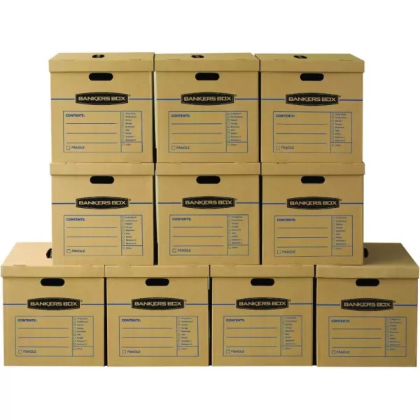 imageBankers Box Large Classic Moving Box 5 Pack Reinforced Handles TapeFree Assembly Box with Lid 21in x 17in x 17in 771820110 Pack