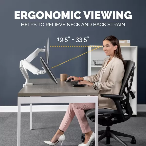 imageFellowes Platinum Series Dual Monitor Arm for 32Inch Monitors Full Motion 360 Rotation VESA Mount with Grommet or Clamp USB Ports Ergonomic White 8056301