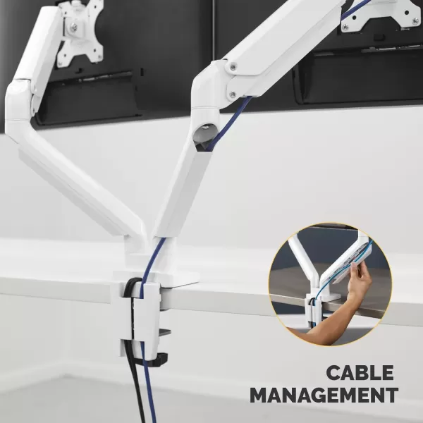 imageFellowes Platinum Series Dual Monitor Arm for 32Inch Monitors Full Motion 360 Rotation VESA Mount with Grommet or Clamp USB Ports Ergonomic White 8056301