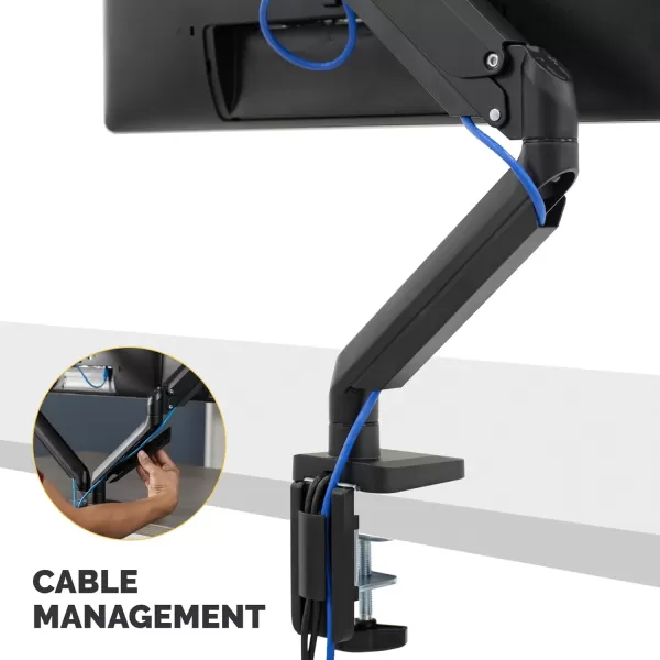 imageFellowes Platinum Series Single Monitor Arm for 32Inch Monitors Full Motion 360 Rotation VESA Mount with Grommet or Clamp USB Ports Ergonomic Black 8043301Single