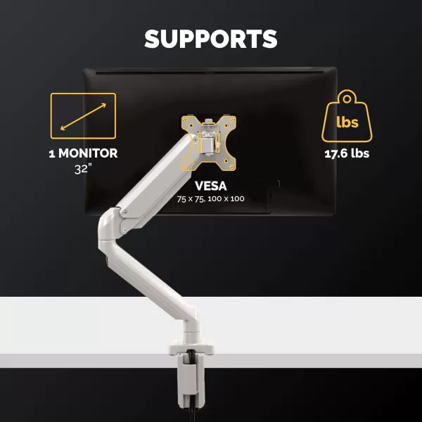 imageFellowes Platinum Series Single Monitor Arm for 32Inch Monitors Full Motion 360 Rotation VESA Mount with Grommet or Clamp USB Ports Ergonomic Silver 8056401