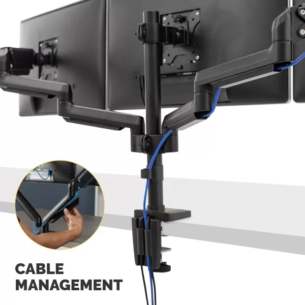 imageFellowes Platinum Series Triple Monitor Arm for 27Inch Monitors Full Motion 360 Rotation VESA Mount with Grommet or Clamp USB Ports Ergonomic Black 8042601
