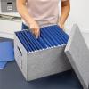 imageBankers Box Foldable Linen Fabric Storage Box with Lid and Metal Handles 15 x 12 x 10