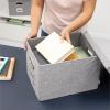 imageBankers Box Foldable Linen Fabric Storage Box with Lid and Metal Handles 15 x 12 x 10