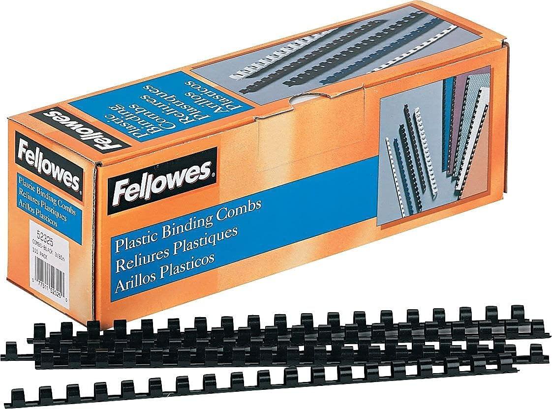 imageFellowes Plastic Binding Combs  Round Back 516 Inches 40 sheets Black 100 Pack 52507100 Count Pack of 1