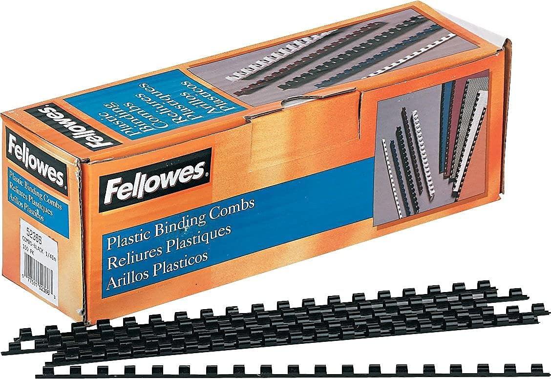 imageFellowes Plastic Binding Combs  Round Back 516 Inches 40 sheets Black 100 Pack 52507100 Pack