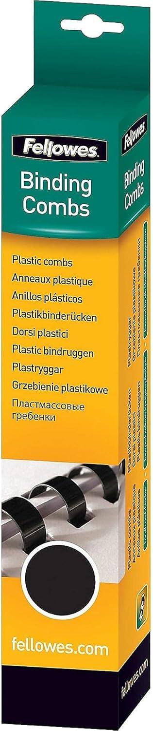imageFellowes Plastic Binding Combs  Round Back 516 Inches 40 sheets Black 100 Pack 52507516 40 Sheet Capacity
