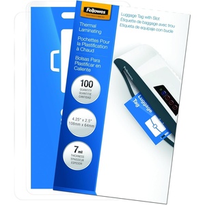 image:imageFellowes Hot Laminating Pouches 7 Mil Luggage Tag 100 per Pack 52063100 Pack