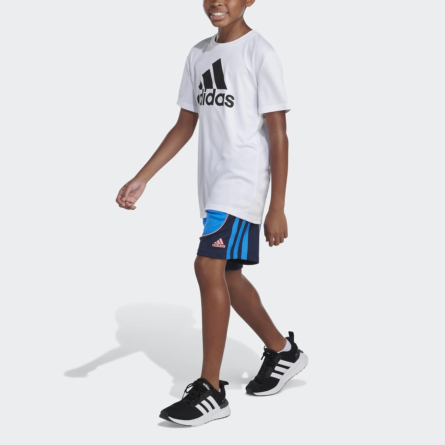adidas Boys Aeroready Elastic Waistband Basketball Creator ShortBlue Rush