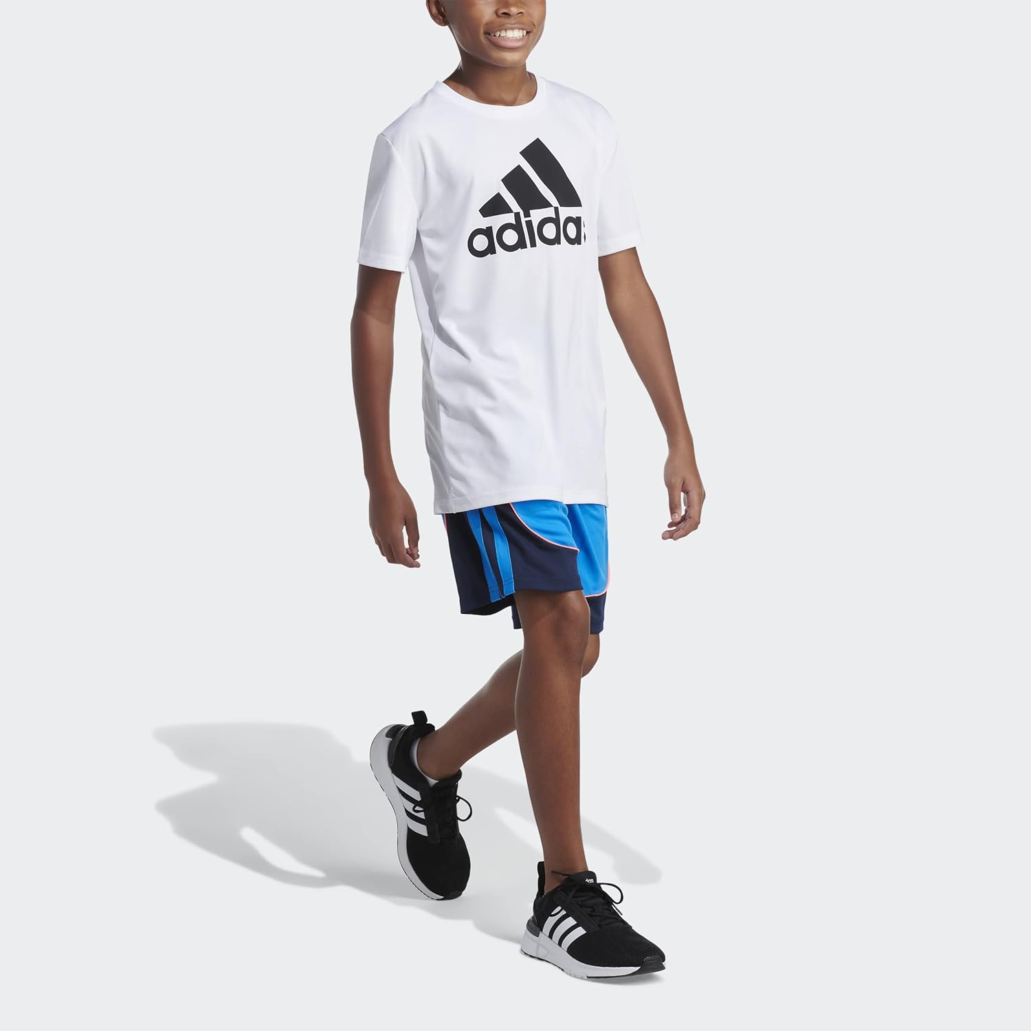 adidas Boys Aeroready Elastic Waistband Basketball Creator ShortBlue Rush