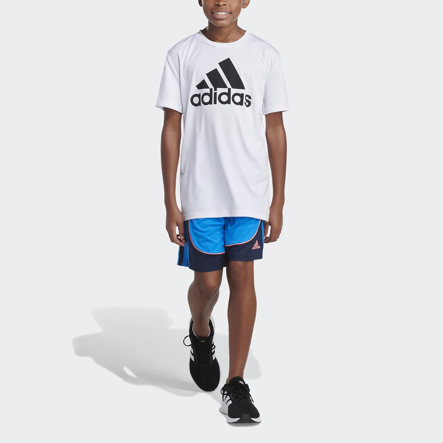 adidas Boys Aeroready Elastic Waistband Basketball Creator ShortBlue Rush