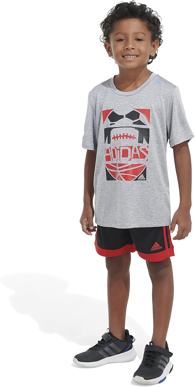 adidas boys 2 Piece Game Time Short SetMedium Grey Heather