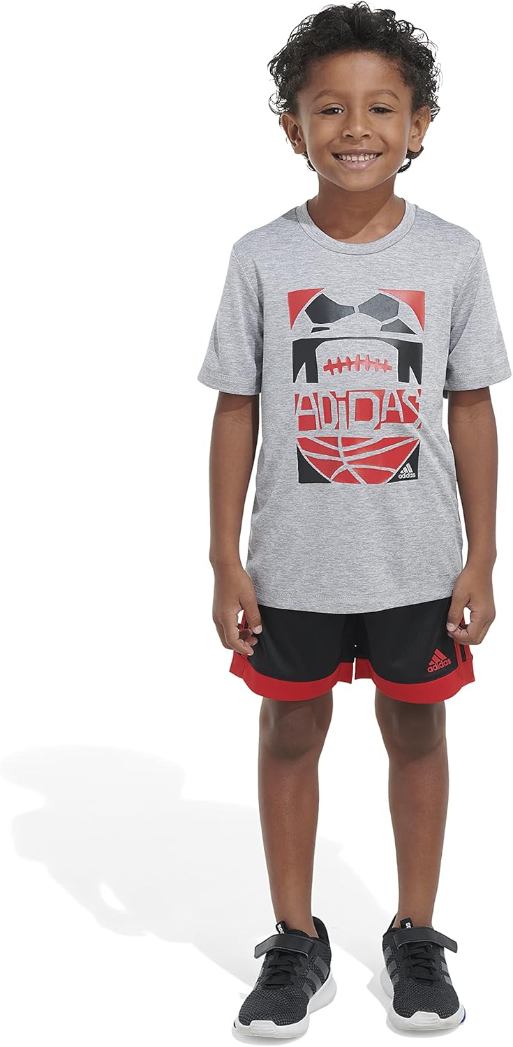 adidas boys 2 Piece Game Time Short SetMedium Grey Heather