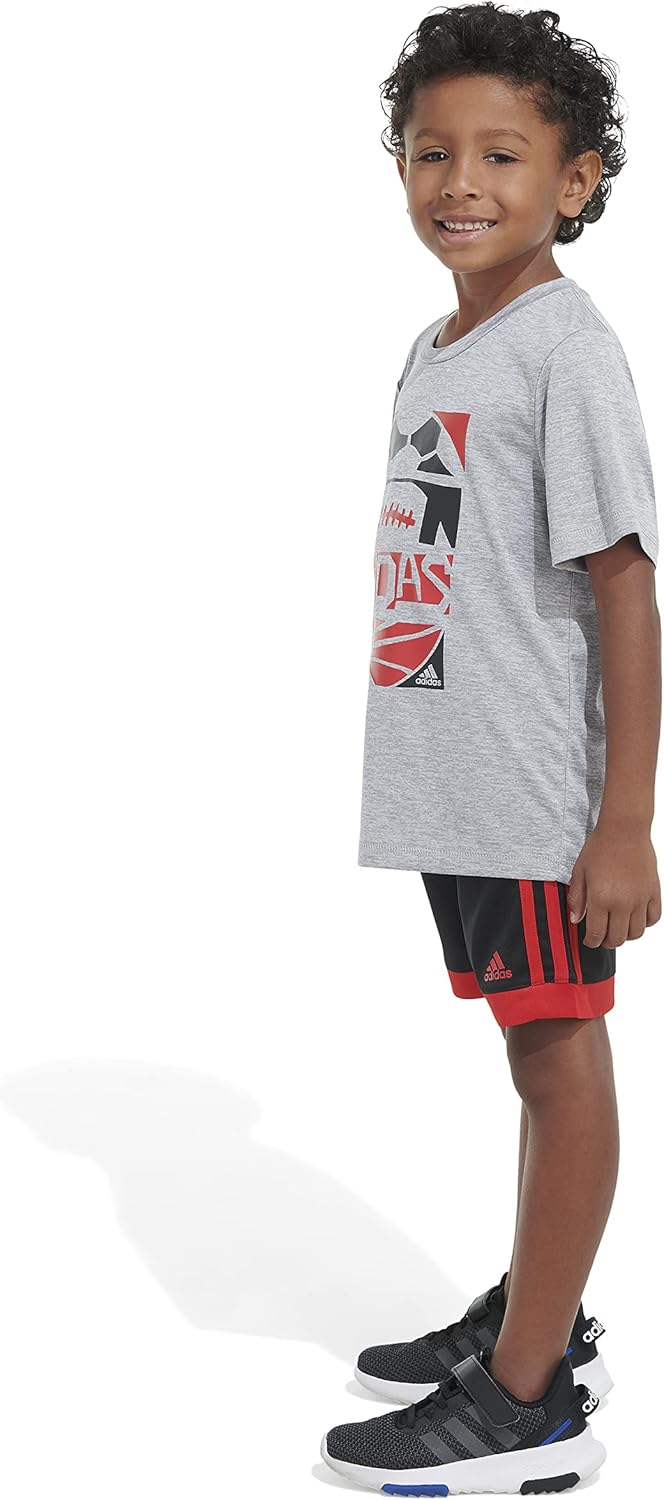 adidas boys 2 Piece Game Time Short SetMedium Grey Heather