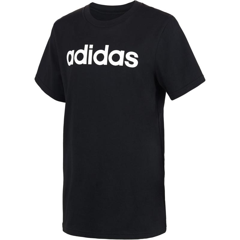 adidas Boys Big Short Sleeve Cotton Script Logo TShirtLinear Logo Black