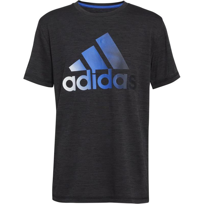 adidas Boys Short Sleeve Aeroready Feel Free Bos TeeBlack Heather With Blue