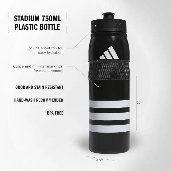 adidas 750 ML 28 oz Stadium Refillable Plastic Sport Water Bottle BlackWhiteBlack One SizeBlackWhiteBlack