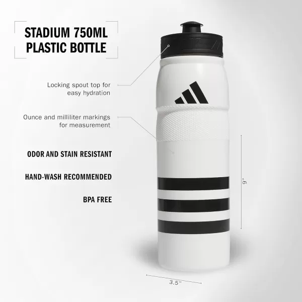 adidas 750 ML 28 oz Stadium Refillable Plastic Sport Water Bottle BlackWhiteBlack One SizeWhiteBlackBlack