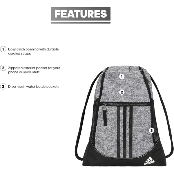 adidas Alliance Sackpack 12L Lightweight Athletic Small Drawstring Team Sports Workout Bag Semi Lucid BlueSilver MetallicBlue Spark One SizeGreyBlackWhite