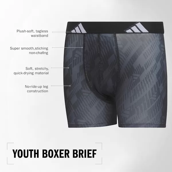 adidas Boys Athletic Fit Microfiber Long Boxer Brief Underwear Designed for Active Sport and All Day Comfort 4 PackBlue BurstBlackGrey