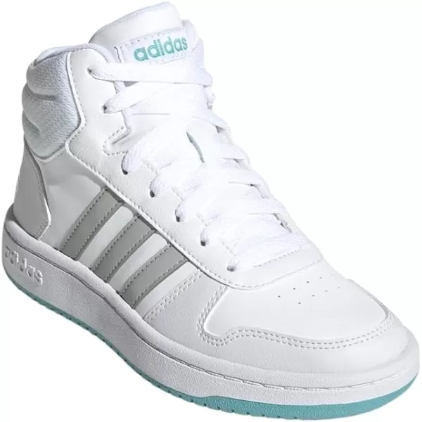 adidas Boys Hoops 20 Mid Ankle Basketball ShoeWhiteGreyMint Ton