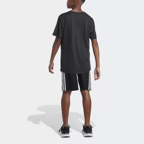 adidas Boys Short Sleeve Aeroready Feel Free Bos TeeBlack Heather With Blue