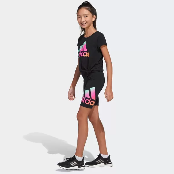 adidas Girls Short Sleeve Cotton Essential TShirt TopBlack