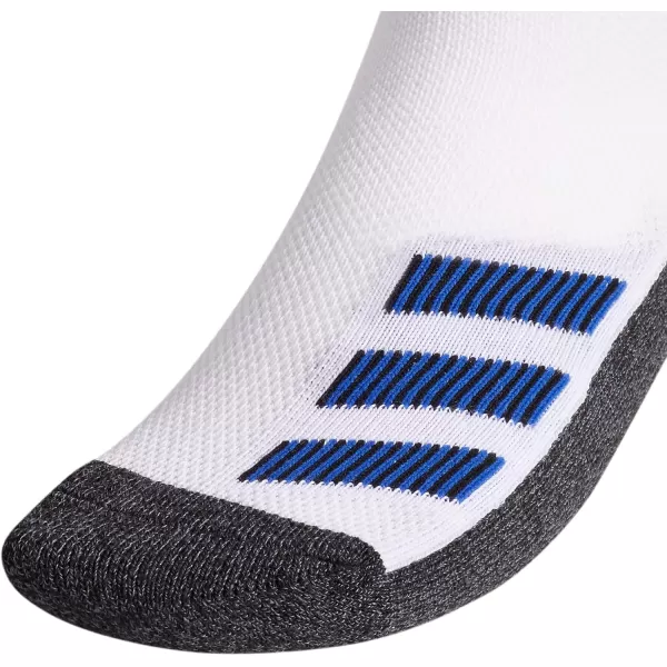 adidas KidsBoysGirls Cushioned Angle Stripe Quarter Socks 6PairWhiteLight Onix GreyTeam Royal Blue