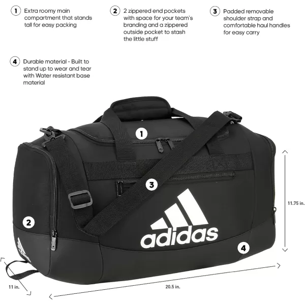 adidas Unisex Defender 4 Small Duffel Bag Team Navy Blue One SizeBlackWhite