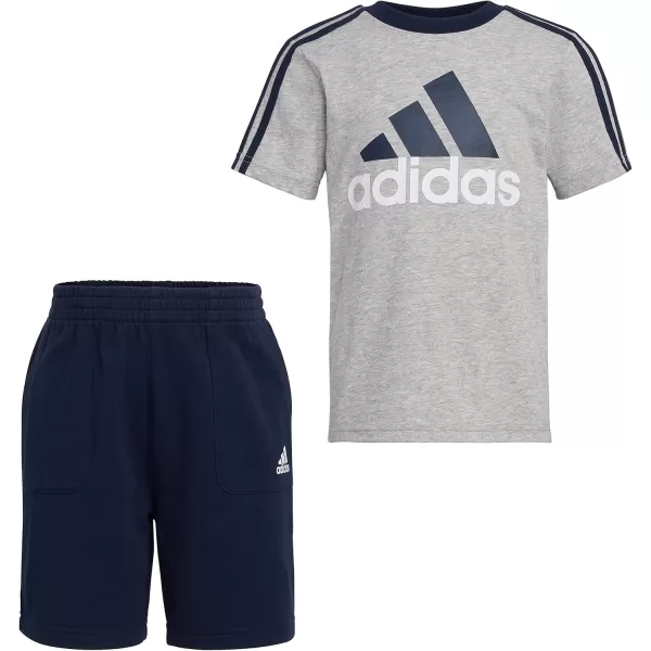 adidas boys 2 Piece French Terry Short SetMedium Grey Heather