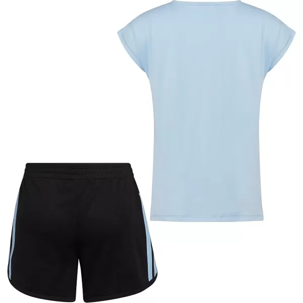 adidas girls Graphic Tee ampamp Gym Shorts Tshirt SetClear Sky