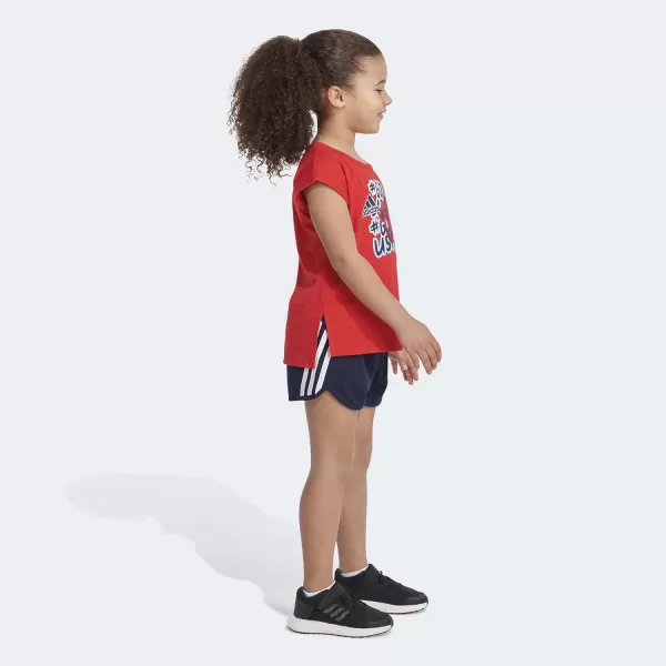 adidas girls Graphic Tee ampamp Gym Shorts Tshirt SetVivid Red