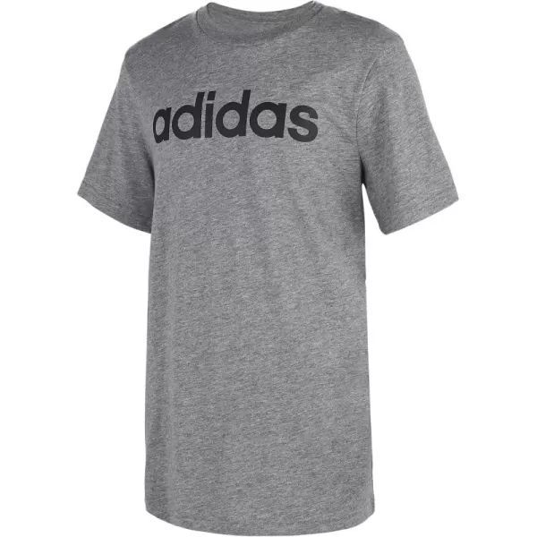 adidas Boys Big Short Sleeve Cotton Script Logo TShirtLinear Logo Dark Grey