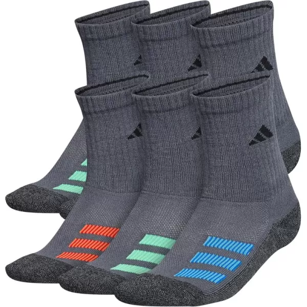 adidas Boys Cushioned Mixed Crew 6Pack Little KidBig KidAdultOnix GreyPulse BlueVivid Red
